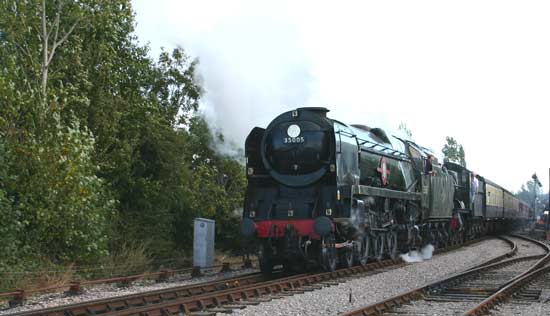 35005 and 9351 leaving Williton for Minehead