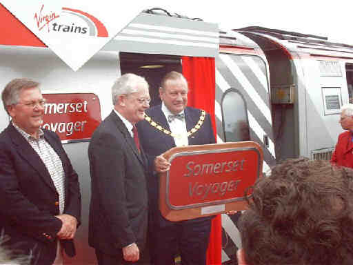 Robin Bush  and Chris Austin with Somerset Voyager nameplate