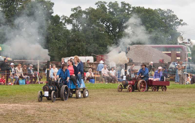 Miniature traction engines and riding wagons 