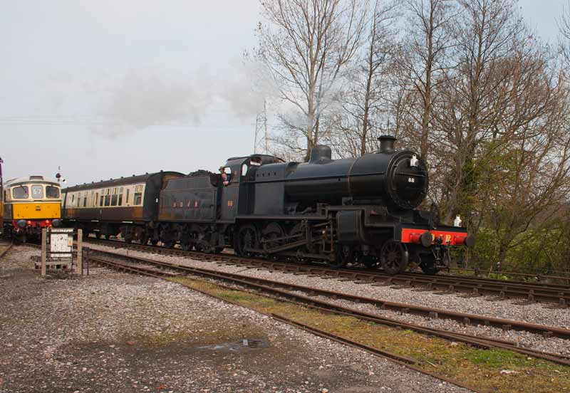 SDJR 2-8-0 88 arriving at Wlliton, West Somerset Railway. 